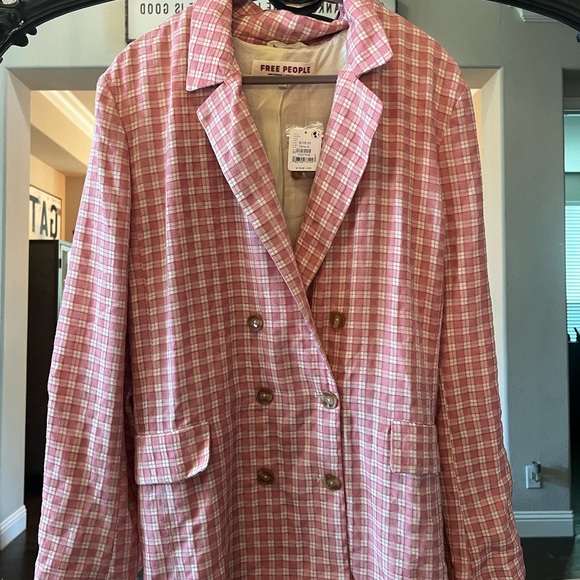 Free people Olivia gingham blazer size XL NWT - Picture 3 of 9